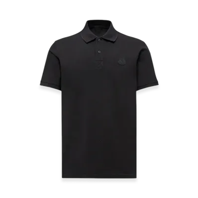 MONCLER Logo Cotton Piquet Polo Shirt "Black"