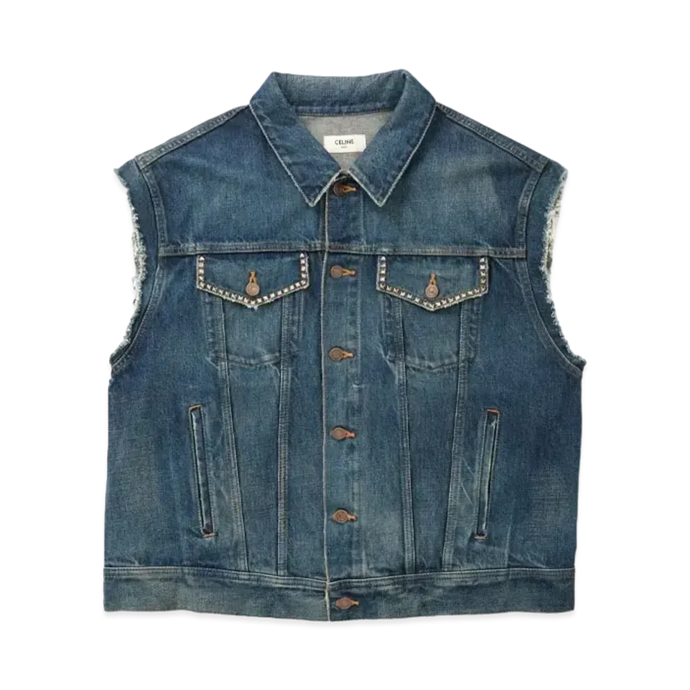 CELINE Denim Trucker Jacket With Artist Embroidery "Indigo"