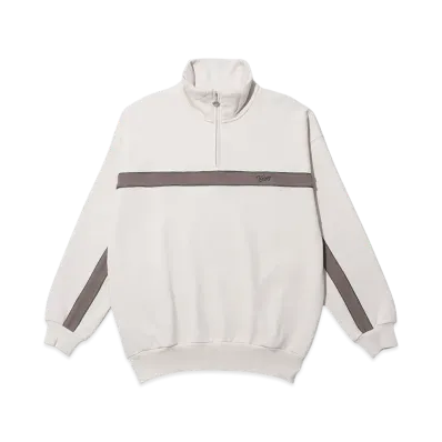 KEBOZ Line Piping Half Zip Sweat Pullover "Cream"