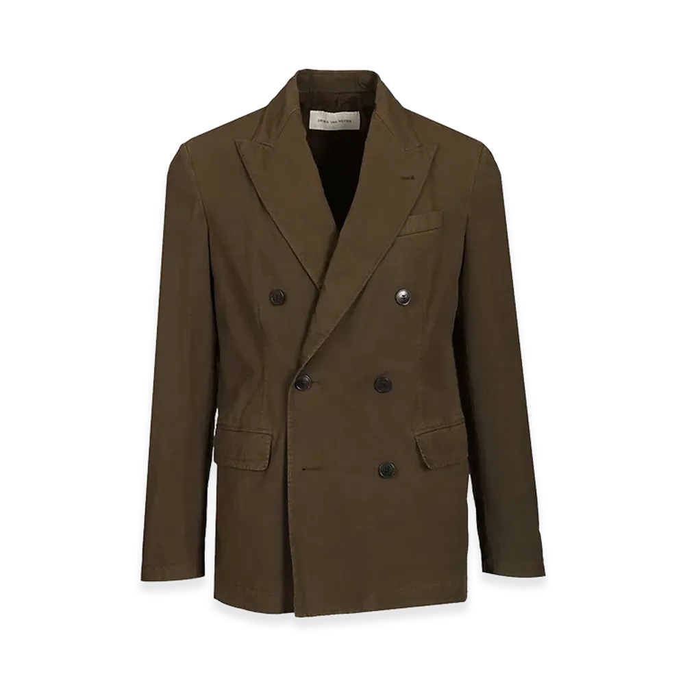 DRIES VAN NOTEN Double-Breasted Cotton Blazer "Green"