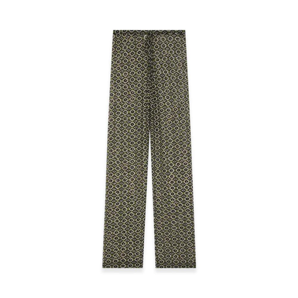 DRIES VAN NOTEN Women's Embellished Jersey Pants "Green"