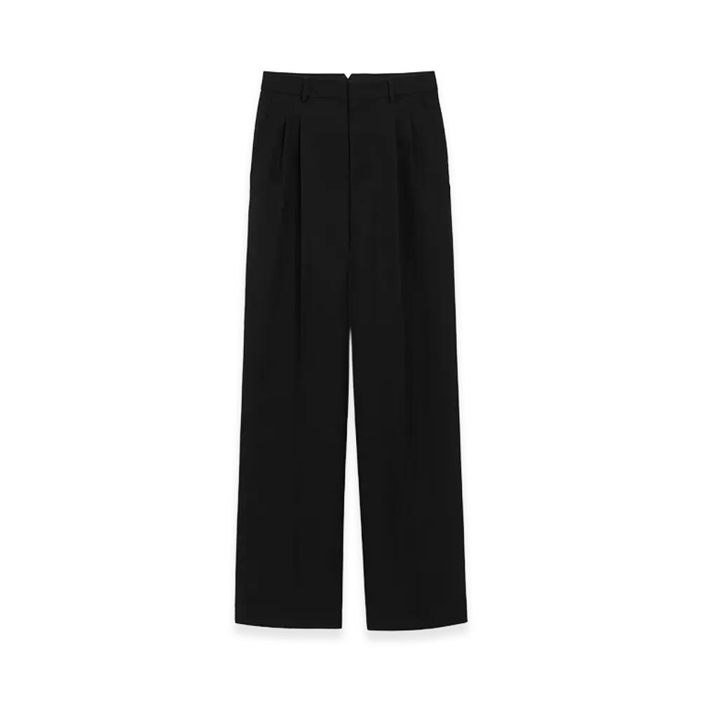 AMI PARIS New Wool Low Waist Wide Trousers "Black"
