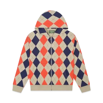 DENIM TEARS Intarsia Zip Hoodie "Tan"