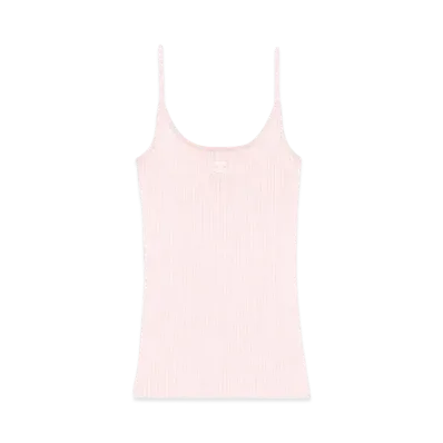 Courreges Reedition Rib Knit Tank Top "Pale Pink"