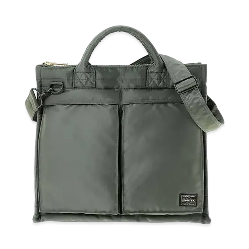 PORTER / TANKER Square Tote Bag (L) "Sage Green"