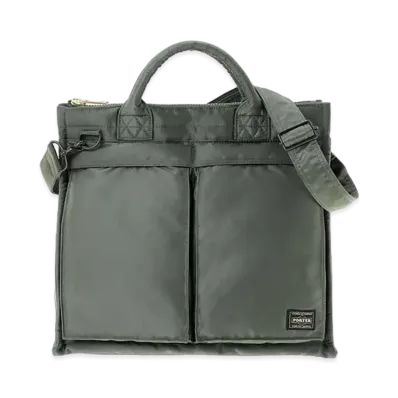 PORTER / TANKER Square Tote Bag (L) "Sage Green"