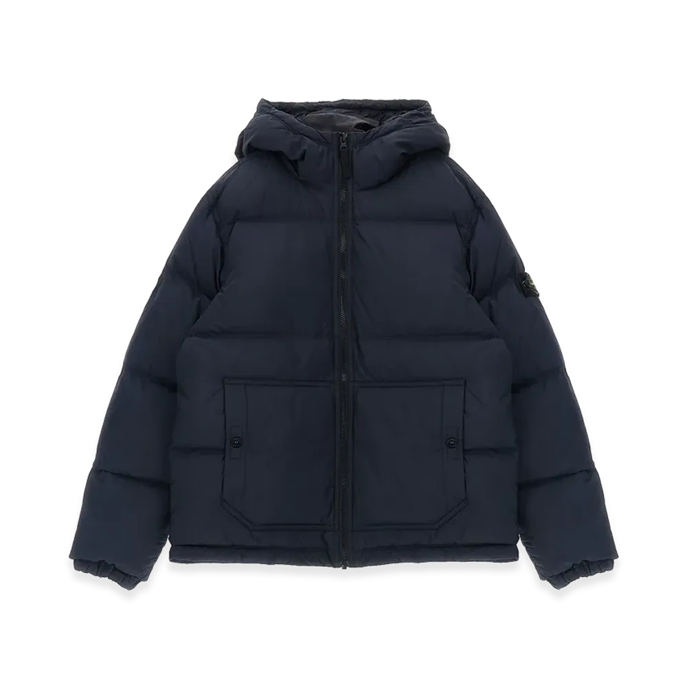 Stone Island Kids badge Down Jacket "Blue"