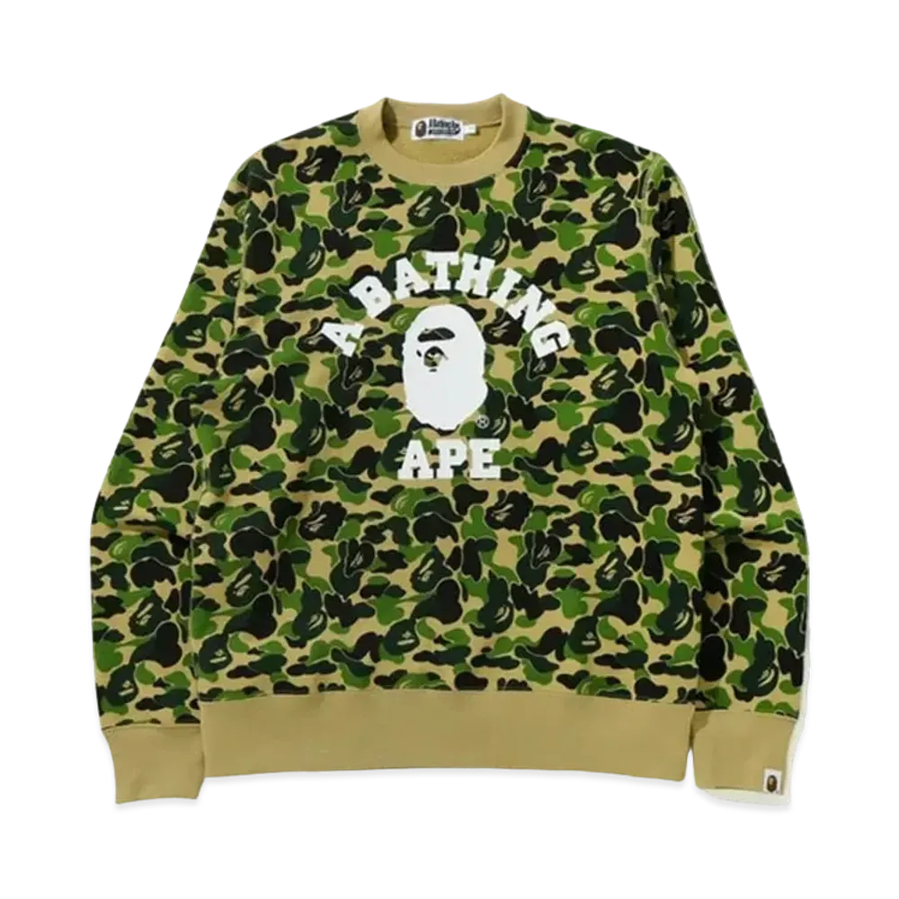 A BATHING APE ABC Camo College Wide Crewneck "Green"