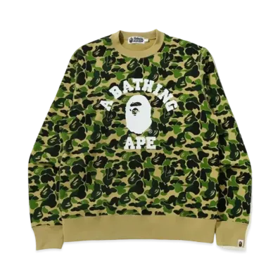 A BATHING APE ABC Camo College Wide Crewneck "Green"