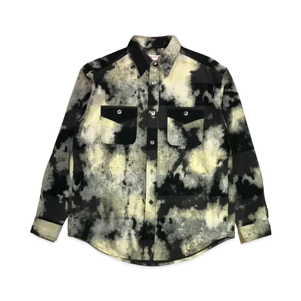 MASU Bleached Plaid Shirt "Black" MPFW-SH0224