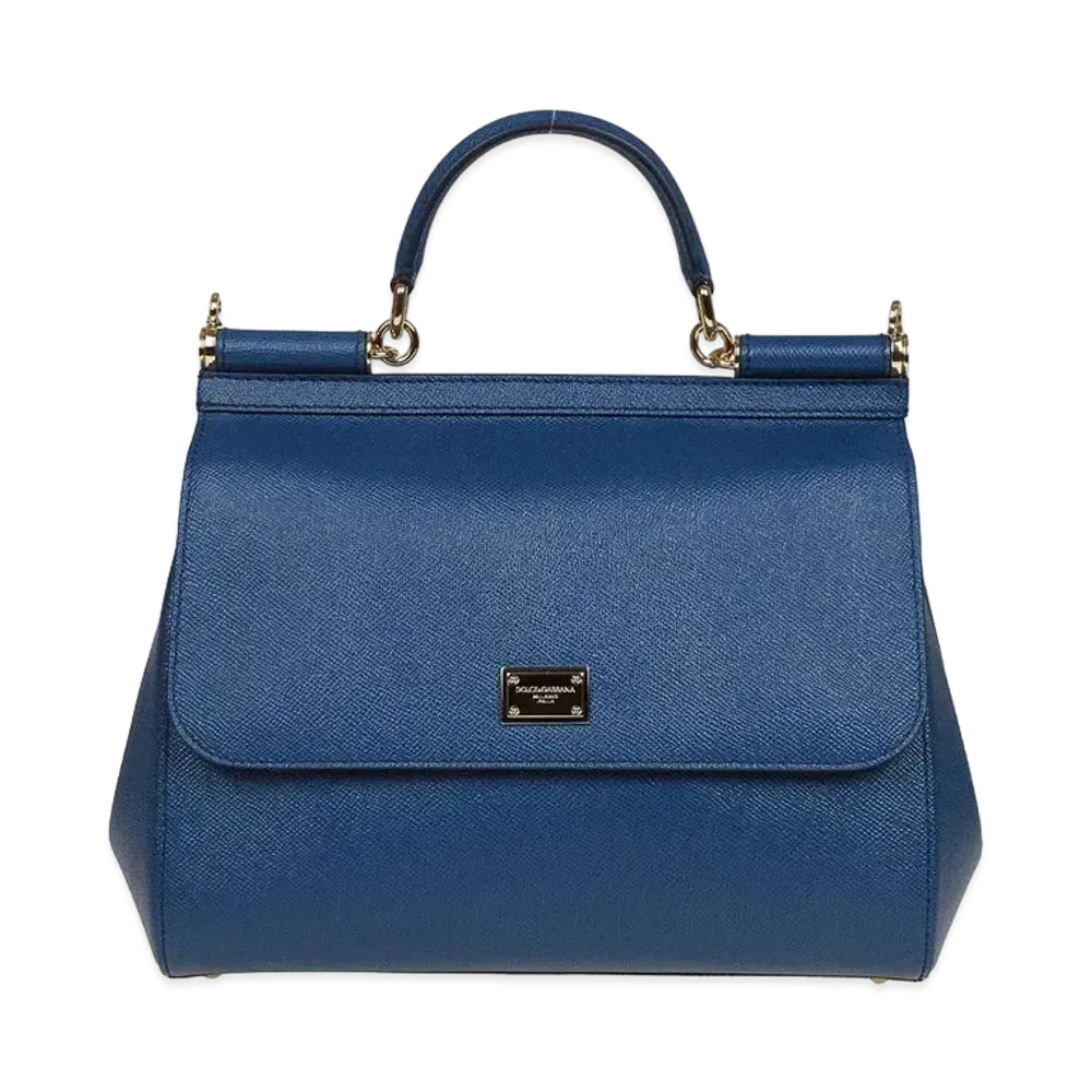 Dolce&Gabbana Sicily Bag Regular Dauphine Leather "Blue"