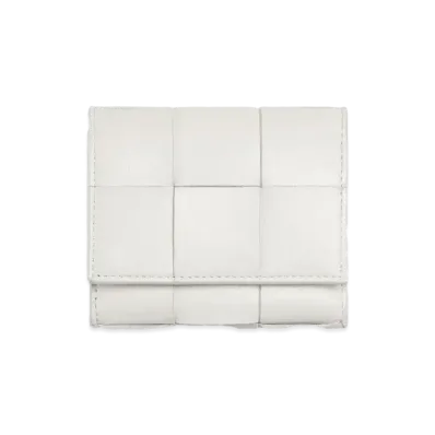 Bottega Veneta Trifold Zip Wallet "Chalk"