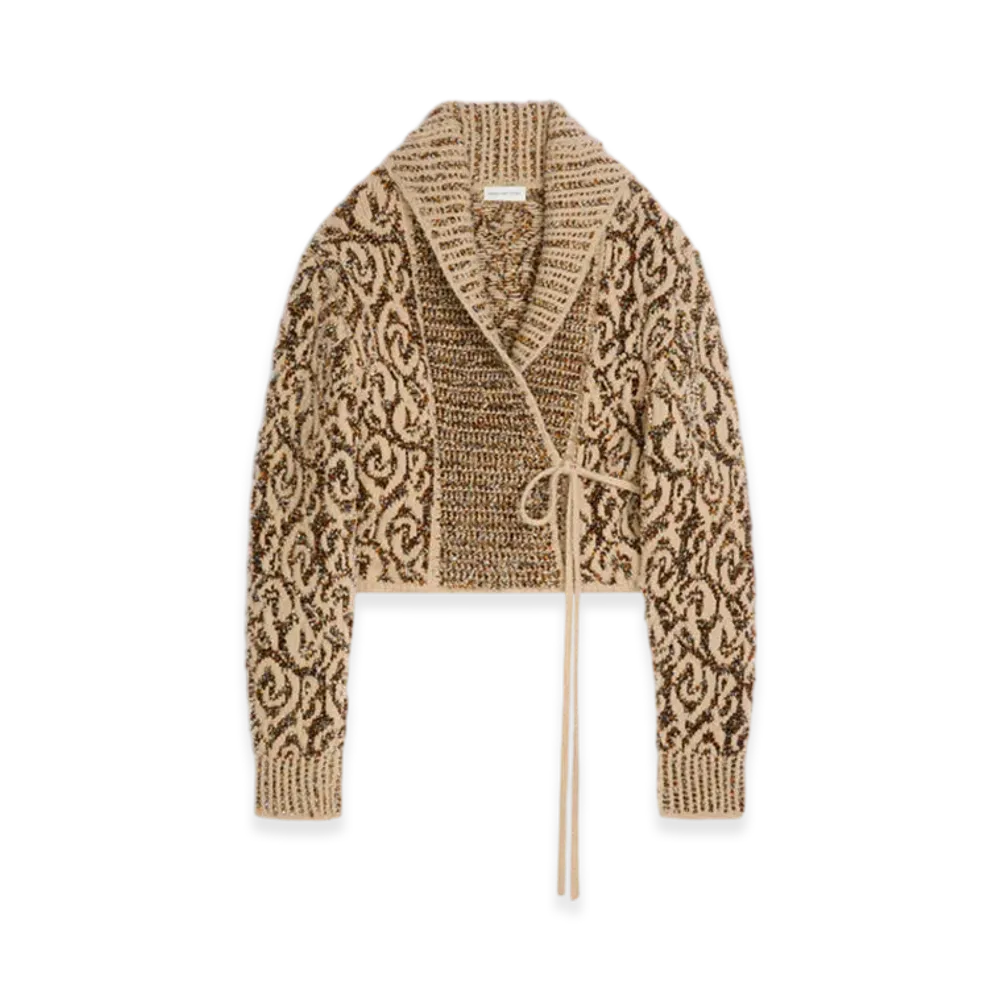 DRIES VAN NOTEN Women's Jacquard Wrap Sweater "Beige"