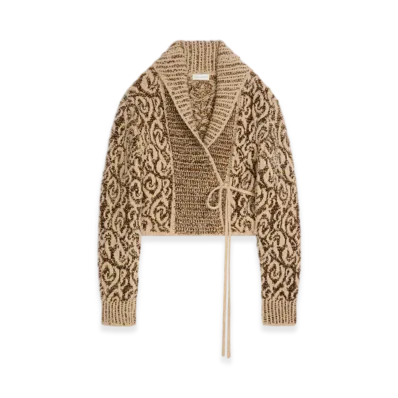 DRIES VAN NOTEN Women's Jacquard Wrap Sweater "Beige"