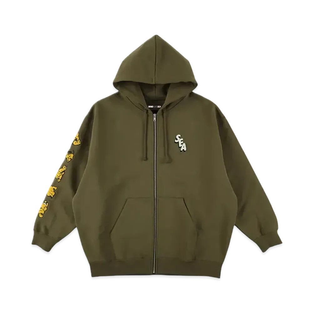 WIND AND SEA x Disney Pluto Zip Up Sweatshirt "Khaki"