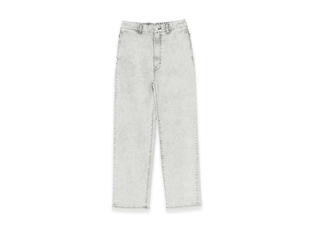 YOKE Chemical Wash White Denim Wide Straight Pants "White"