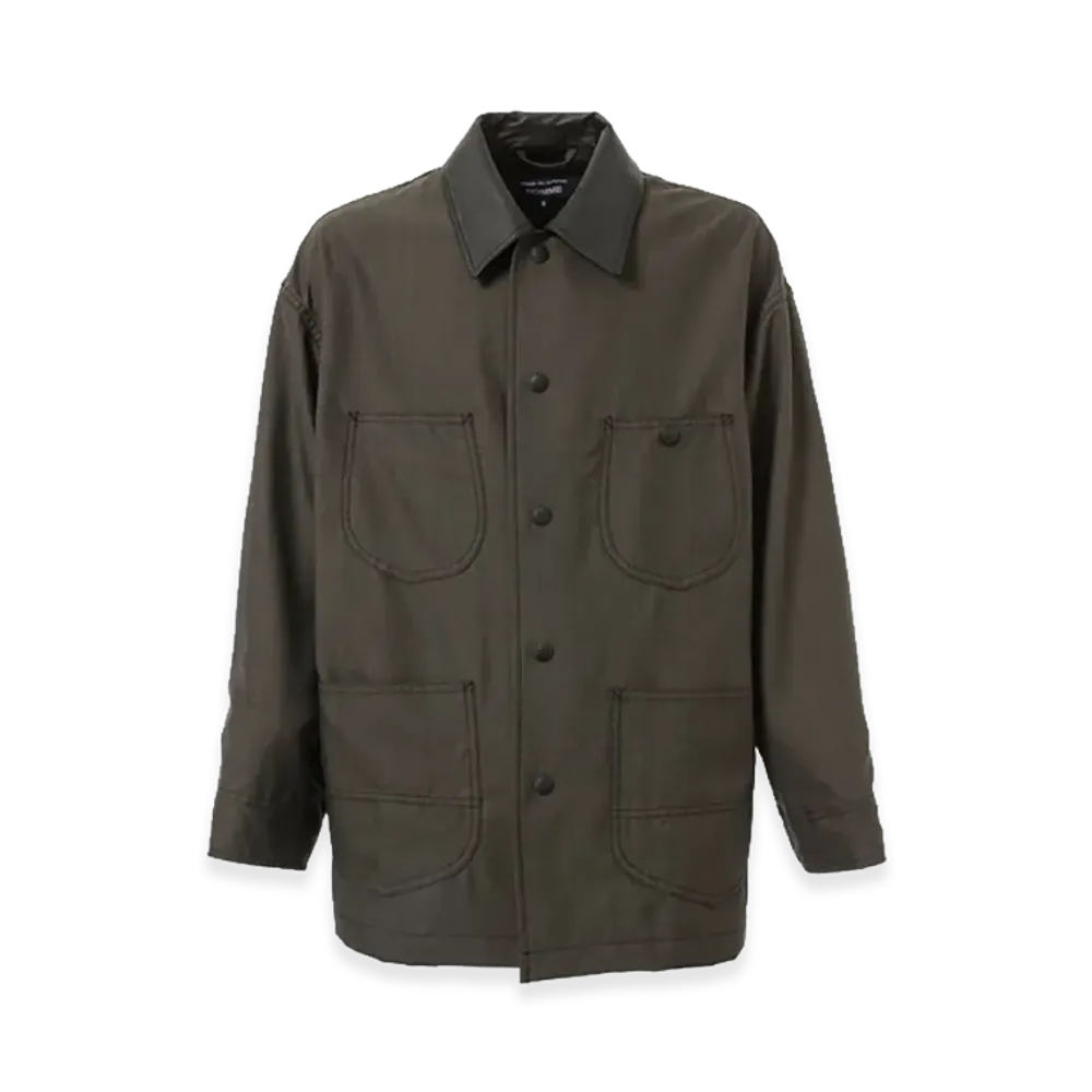 COMME des GARCONS HOMME Leather Collar Coverall Jacket "Charcoal Gray"