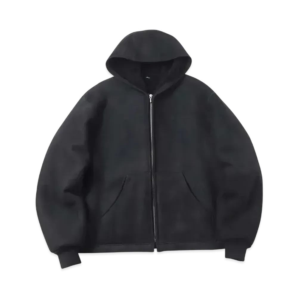 A.PRESSE Mouton ZIP leather Hoodie "Black"