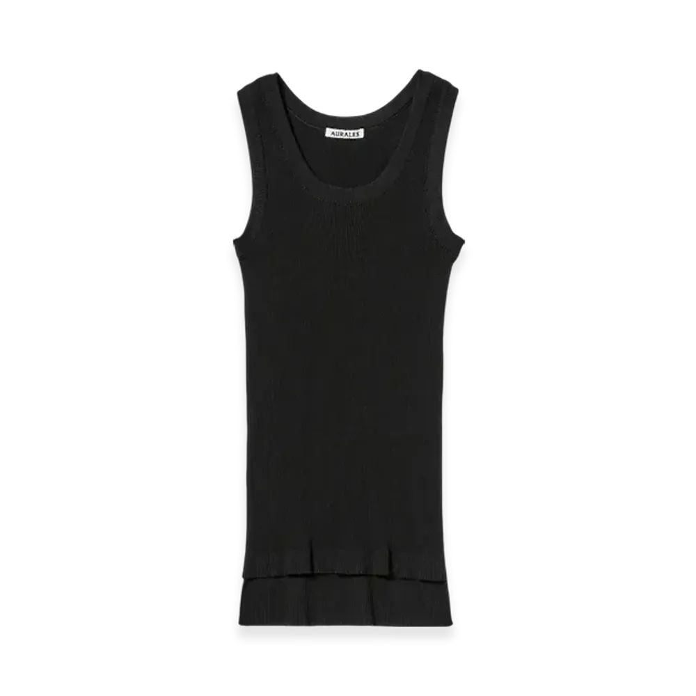 AURALEE Cotton High Gauge Rib Knit Tank Top "Black"