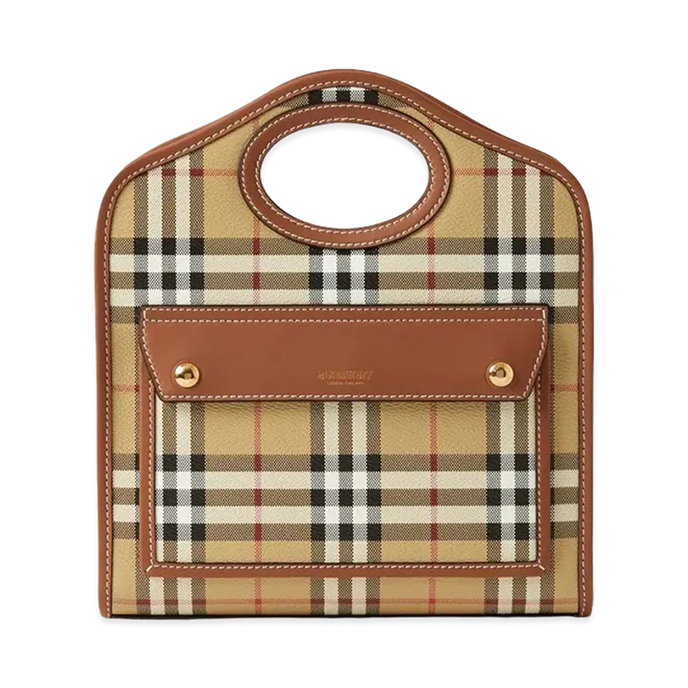 Burberry Women's Printed Canvas And Leather Mini Pocket Handbag "Checked"