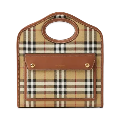 Burberry Women's Printed Canvas And Leather Mini Pocket Handbag "Checked"