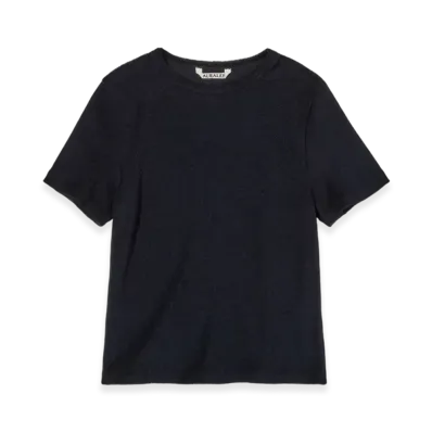 AURALEE Washable Wool Pile Tee "Navy"
