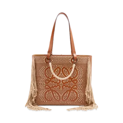 LOEWE Anagram Tote In Cord And Classic Calfskin "Tan"