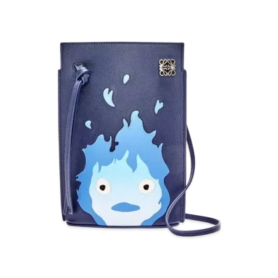 LOEWE x Howl's Moving Castle Calcifer Dice Pocket In Classic Calfskin "Marine"