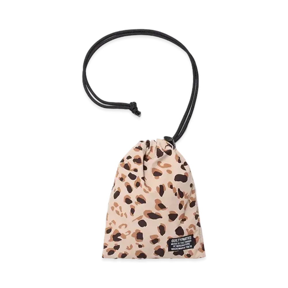 WACKO MARIA Leopard Nylon Shoulder Pouch "Beige"