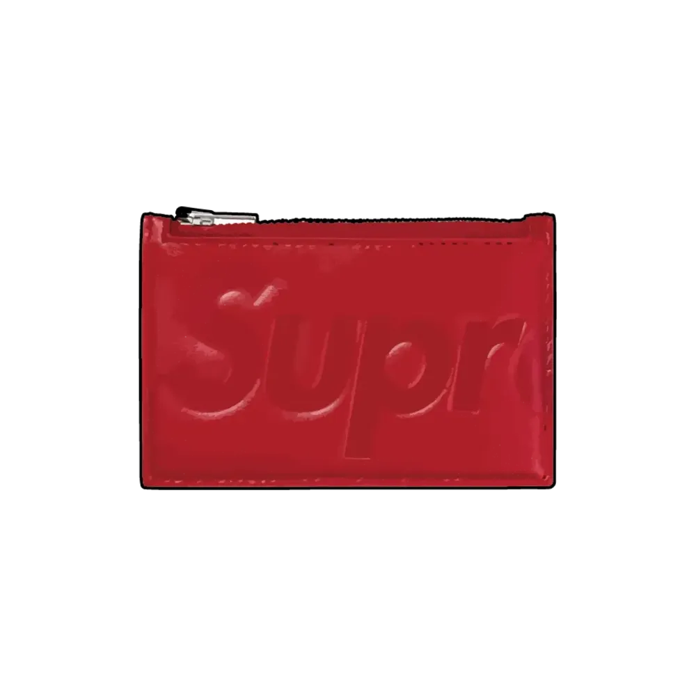 Supreme Leather Zip Card Holder (25FW) "Red"