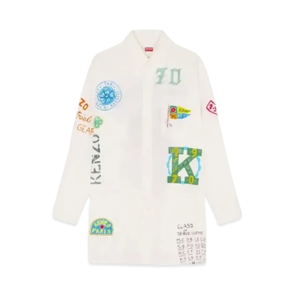 KENZO 'DRAWN VARSITY' Long Oversize Shirt "Multi"