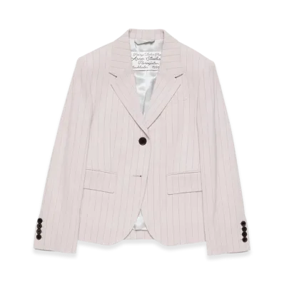 Acne Studios Single-Breasted Pinstripe Jacket "Taupe Beige"