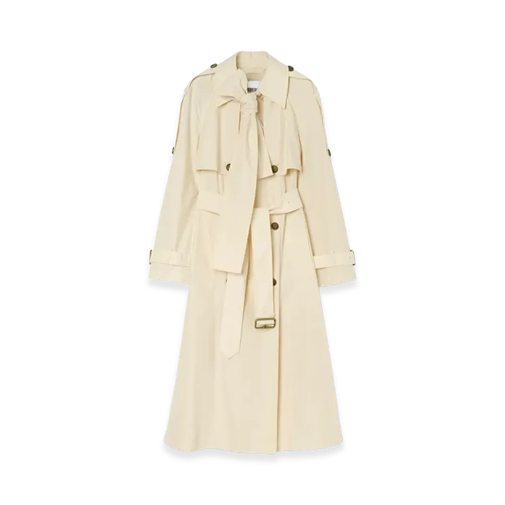 Burberry Women's Long Canvas Trerose Trench Coat "Tundra Beige"
