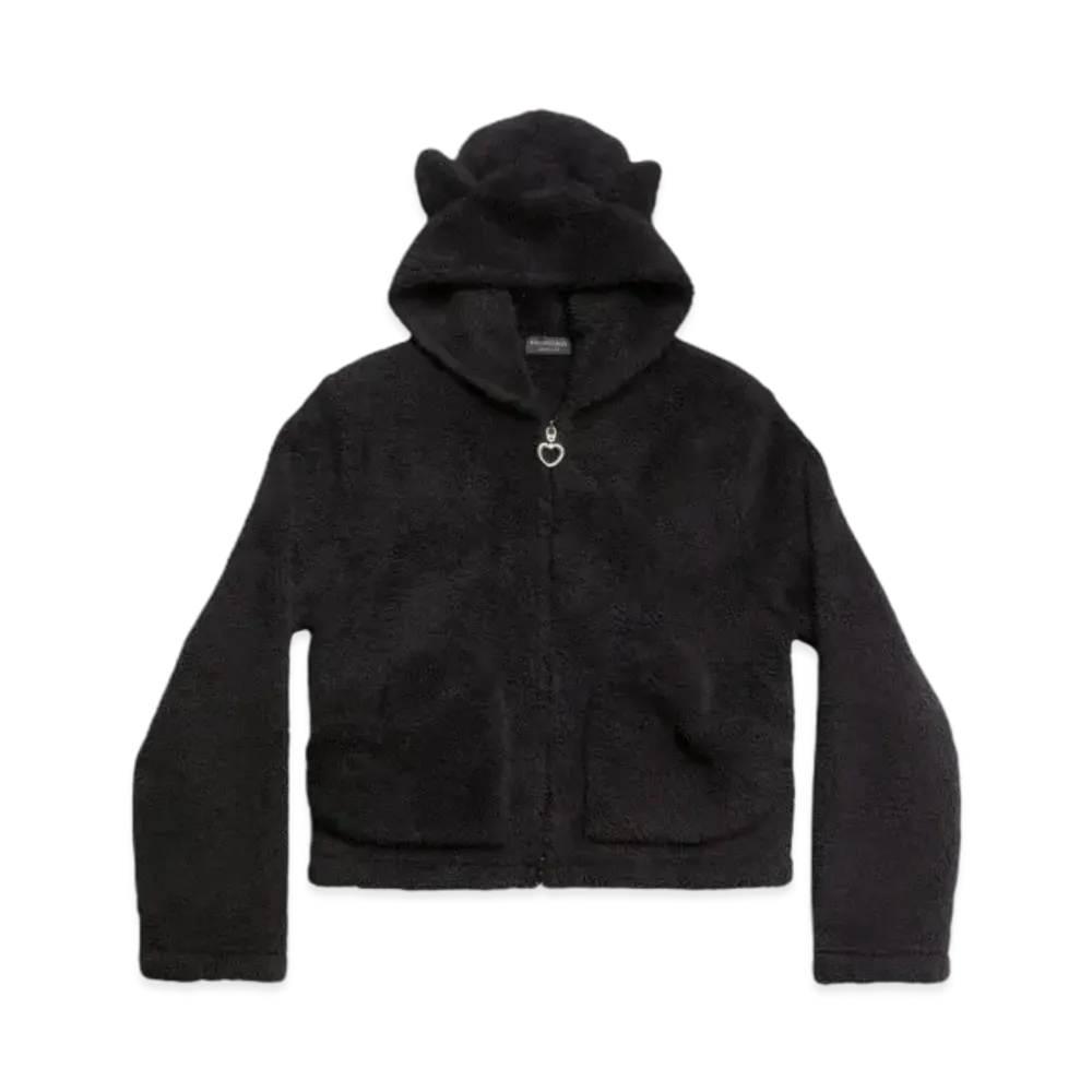 BALENCIAGA Softwear Heart Zip Up Hoodie Small Fit "Black"