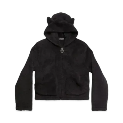 BALENCIAGA Softwear Heart Zip Up Hoodie Small Fit "Black"