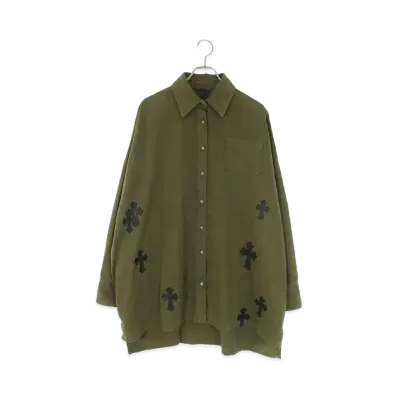 Chrome Hearts Mahal Kita Cross Patch Cross Button Military L/S Shirt "Khaki/Black"