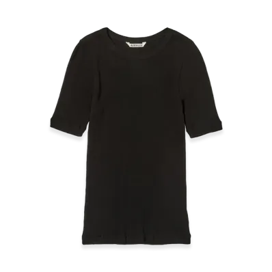 AURALEE Women's Organic Soft Rib Tee "Black"