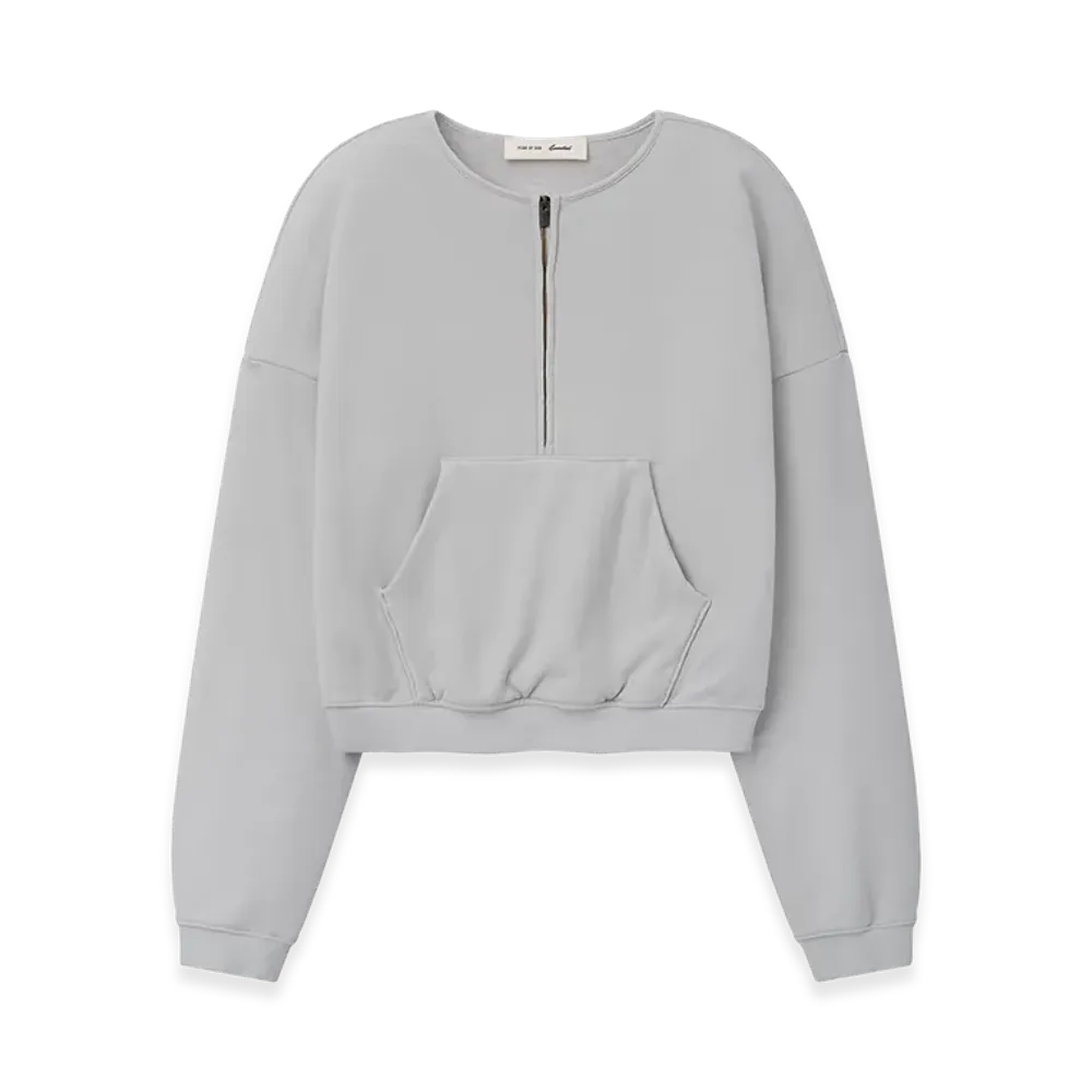 FEAR OF GOD ESSENTIALS Women's French Terry Relaxed Half Zip "Washed Overcast"