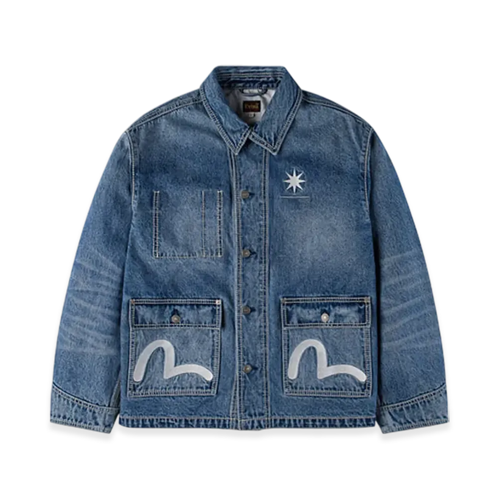 GDC x EVISU Washed Chore Jacket "Blue"