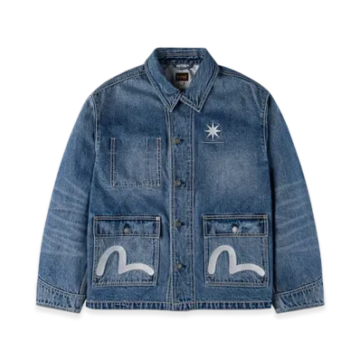 GDC x EVISU Washed Chore Jacket "Blue"