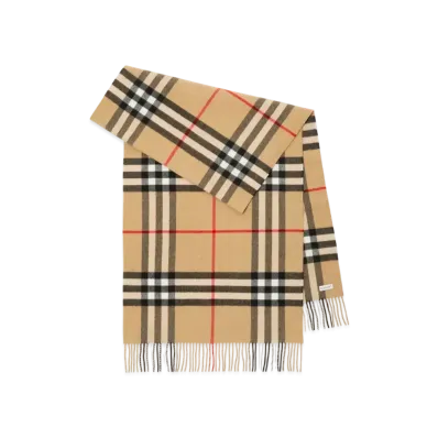 Burberry Wide Check Cashmere Scarf "Archive Beige"