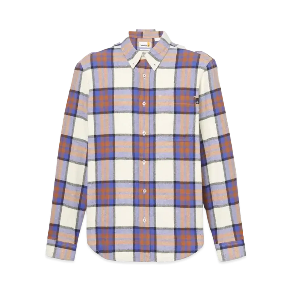 Timberland Men's Long Sleep Heavy Flannel Plaid Shirt "Clematis Blue"