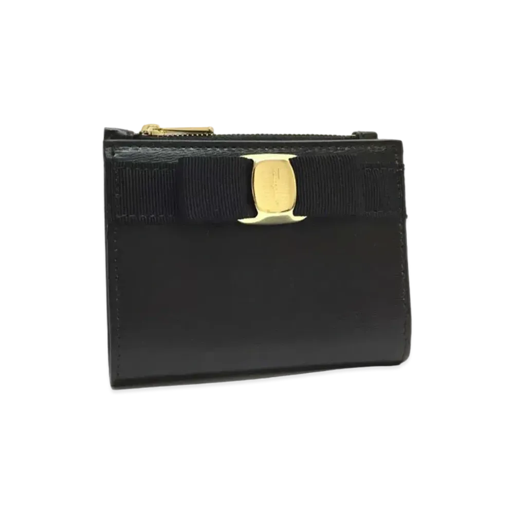 Salvatore Ferragamo Vala Ribbon Compact Wallet "Black"