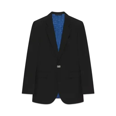 GIVENCHY Slim Fit Jacket In Wool With 2G Clip "Black"
