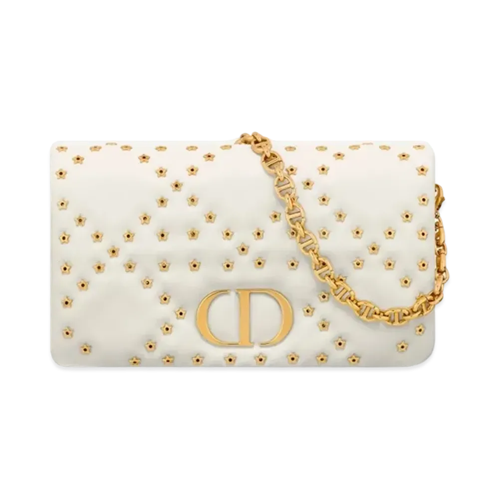 Dior Caro Macro Cannage Mini Bag Macro Cannage Calfskin Star Motif "Latte"