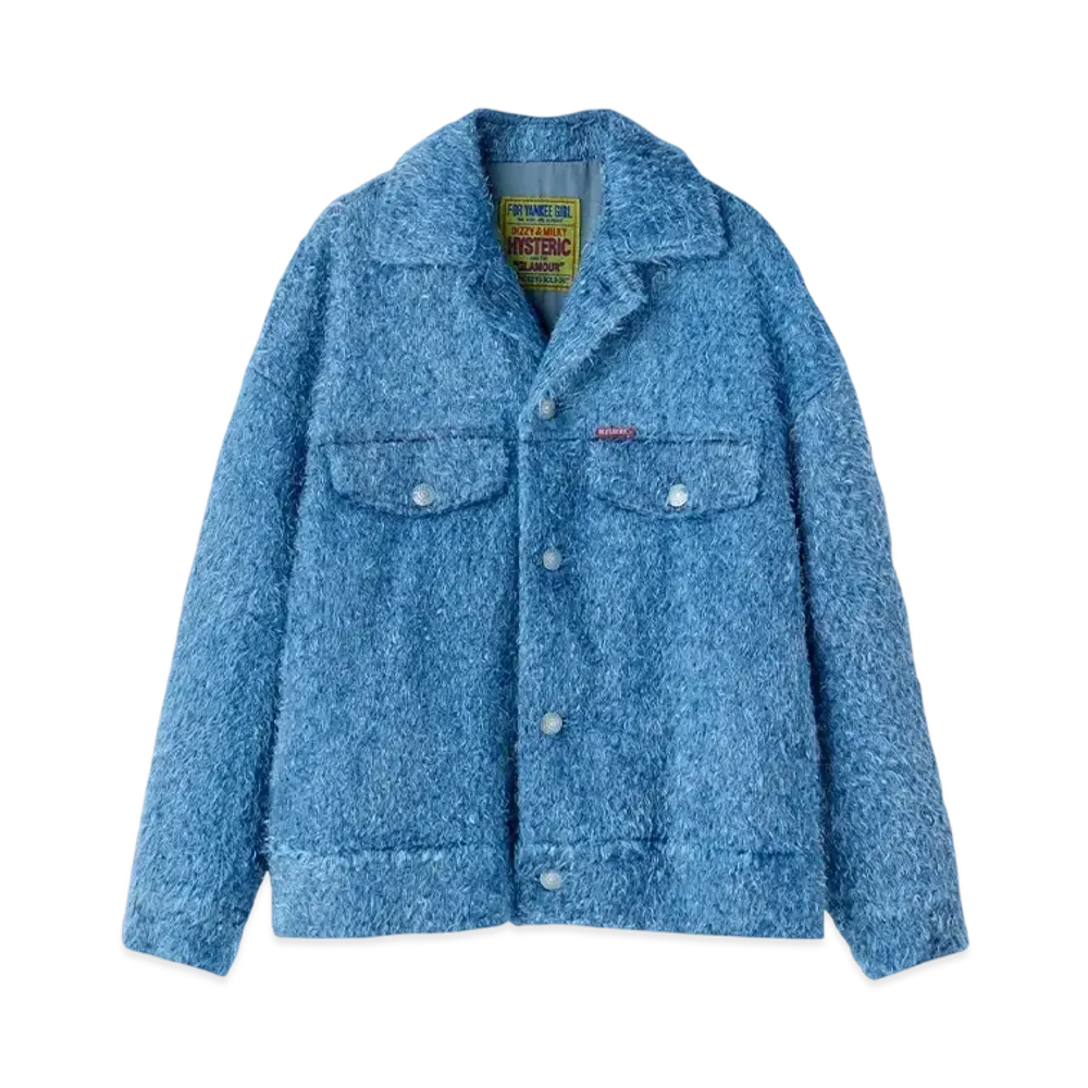 HYSTERIC GLAMOUR Faux Fur Blouson "Light Indigo Blue"