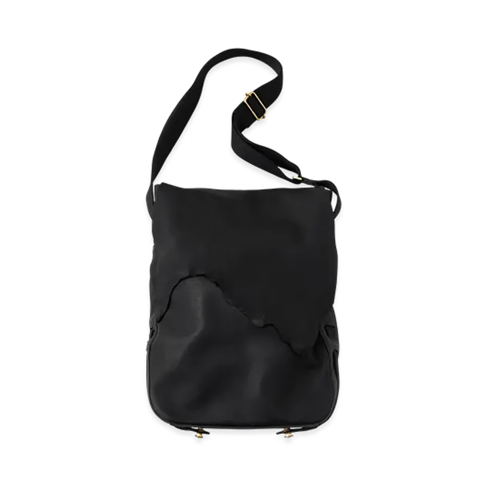 NICENESS Od.Marty Oiled Deer Leather Scrunched Shoulder Bag "Black"