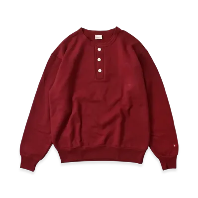 HealthKnit Classic Sweatshirt Henley Neck Long Sleeve "Maroon"
