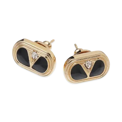 Valentino Earrings "Gold/Black/Crystal"