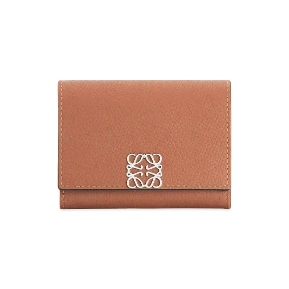 LOEWE Anagram Square Coin Cardholder In Pebble Grain Calfskin "Tan"